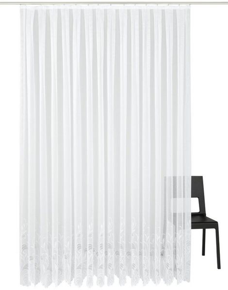 Weckbrodt Gardine Jacqu, Kräuselband (1 St), halbtransparent, feste Falten, Jacquard, halbtransparent, Bordüre, nach Maß, Store