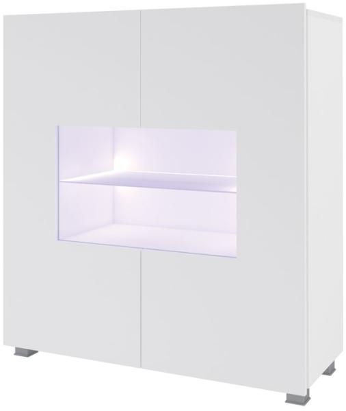 Highboard Schrank 'KAVOS' in Weiss Hochglanz inkl. LED Beleuchtung