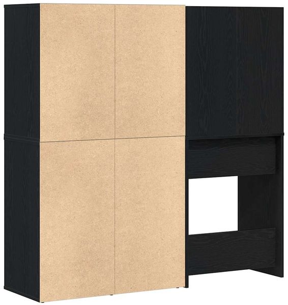 vidaXL LED Schminktisch Set Schwarz Eichen-Optik 140 x 40 x 140 cm 3333044 Bild 12