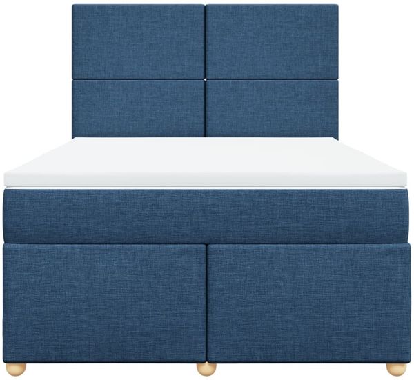 vidaXL Boxspringbett mit Matratze Blau 140x190 cm Stoff 3293574 Bild 6