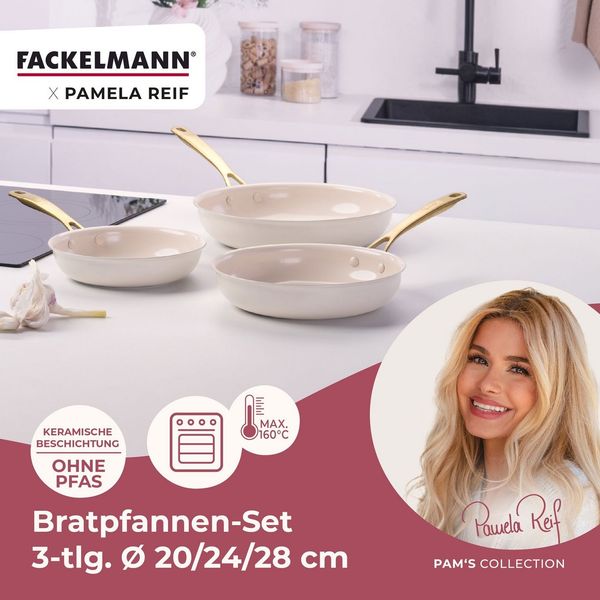 FACKELMANN Bratpfanne Set, Kochgeschirr, Aluminium-Pfannen, Keramikbeschichtung
