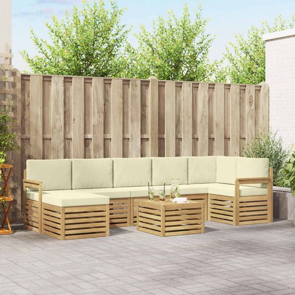 vidaXL Outdoor-Sofagarnitur 8 pcs Weiß und Creme 59 x 59 x 37 cm 3392220