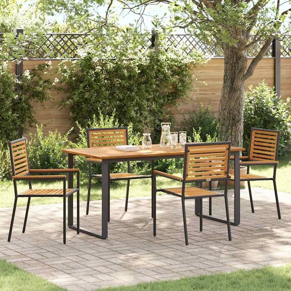 vidaXL Garten Essgruppe 5 pcs Schwarz Massivholz Akazie 3365457