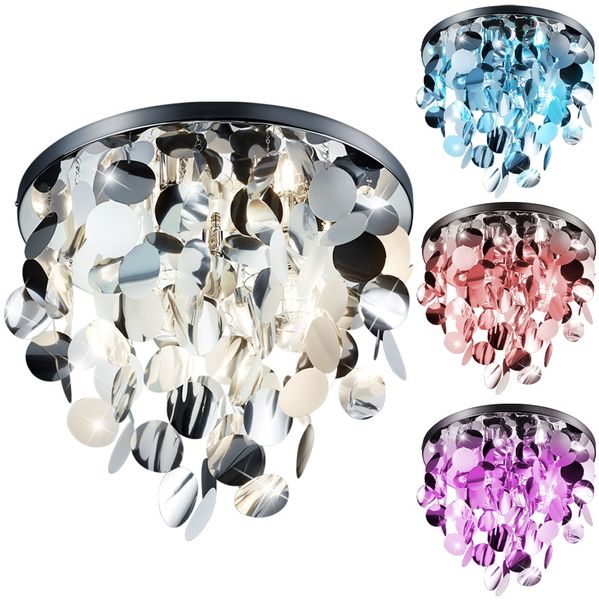 RGB LED Deckenlampe, chrom, Behang silber, 55 cm LUCCA