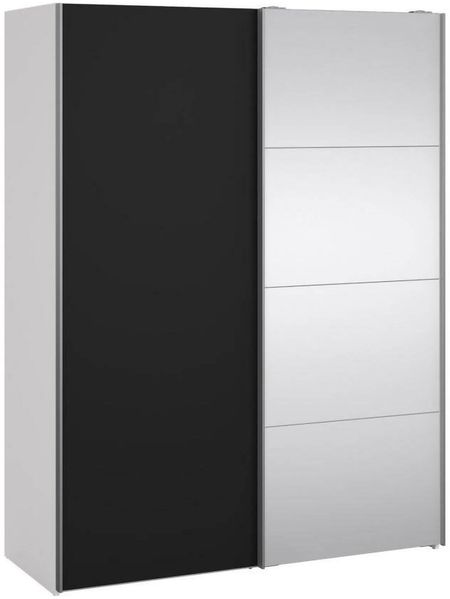 Dmora Kleiderschrank 2 Türen Seraphine, Schlafzimmermöbel, Schrank, Garderobe, 150x61 h200 cm, Weiß und Schwarz