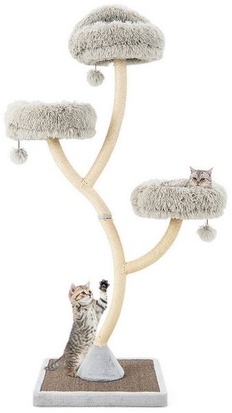 COSTWAY Kratzbaum Katzenbaum, mit 3 Plüschbälle, Metallgestell