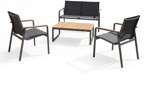 Kettler 'Diamond' Lounge Set mit 2x Sessel, Bank & Loungetisch, Anthrazit