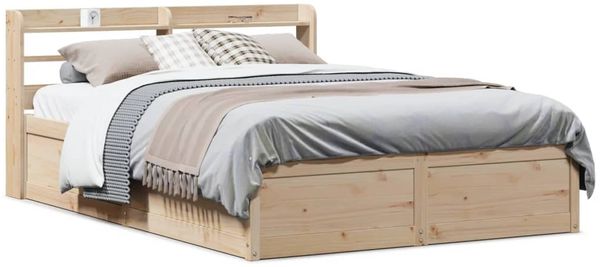 vidaXL Massivholzbett mit Kopfteil 135x190 cm Kiefer 3307098