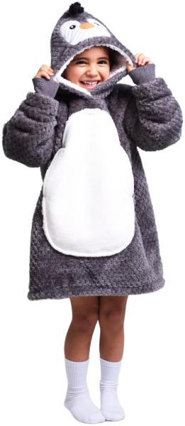 Noxxiez Kuschelige Hoodie-Decke für Kinder – Perfekt für 3 bis 6 Jahre Pinguin