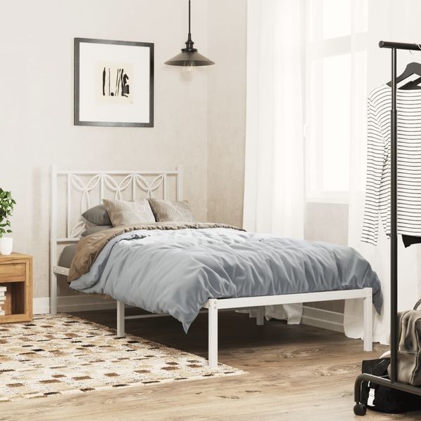 vidaXL Bettgestell mit Kopfteil Metall Weiß 90x200 cm 376170