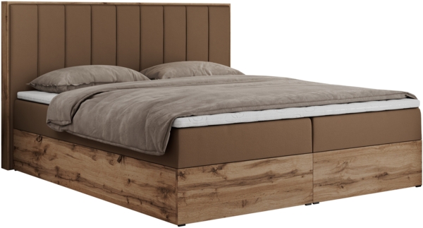 Boxspringbett, Schlafzimmerbett, Bettkasten - BELLISSIMO - 200 x 200 cm - Braun Kunstleder - H4 Bild 4