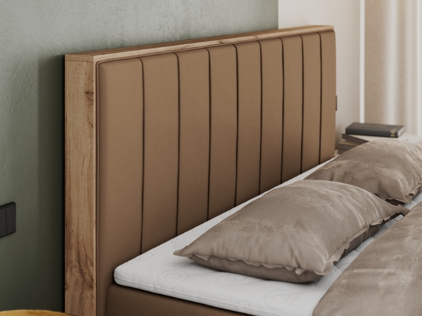 Boxspringbett, Schlafzimmerbett, Bettkasten - BELLISSIMO - 200 x 200 cm - Braun Kunstleder - H4 Bild 2