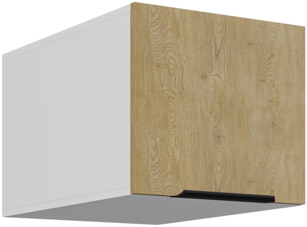 Aufsatzschrank Hochschrank 40 cm CREMONA Eiche hell + Weiß matt Küchenzeile Küchenblock Küche Einbauküche