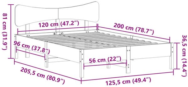 vidaXL Massivholzbett ohne Matratze 120x200 cm Kiefernholz 3328235 Bild 11