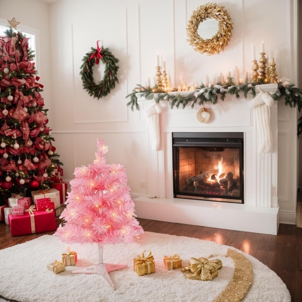 ABC 45 cm simulierter Weihnachtsbaum (pink), Mini-Weihnachtsbaum für Dekoration Bild 4