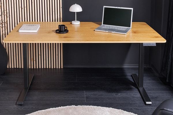 riess-ambiente Schreibtisch OAK DESK 120cm natur/schwarz-Eiche, stufenlos, höhenverstellbar, leise (Einzelartikel, 1-St), Anpassbarer Bürotisch - ideal für Arbeitszimmer, Praxis und Homeoffice