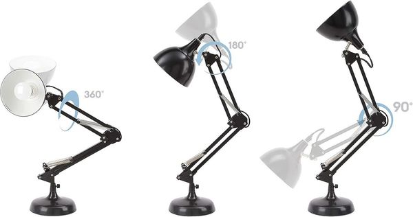 BRUBAKER Schreibtischlampe Tischlampe mit höhenverstellbarem Gelenk-Arm - Schwarz, ohne Leuchtmittel, Klassische Schreibtischlampe - Leselampe - Nachttischlampe - Bürolampe