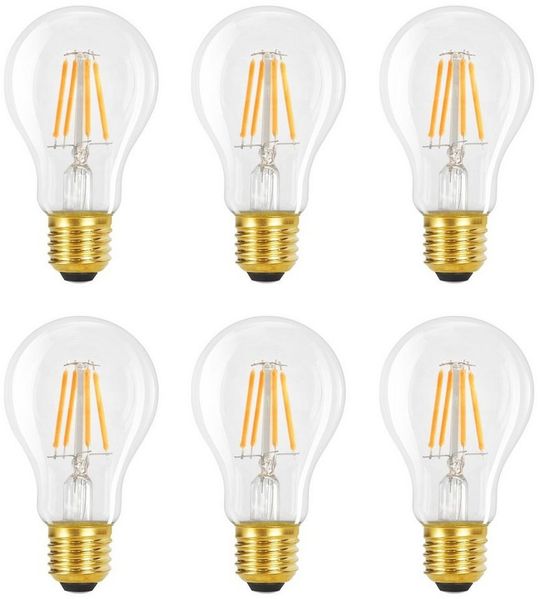 Nettlife LED-Leuchtmittel Glühbirne 6St 4W 2700K E27 Vintage Edison A60 Leuchtmittel, E27, 6 St, Warmweiss