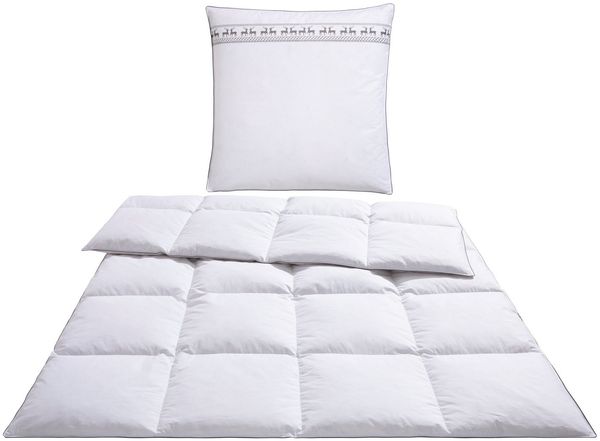 OTTO home Federbettdecke + Kopfkissen Forsakar, Bettdecke 135x200 cm, 155x220 cm, Sommer, Winter, Füllung: 100% Entenfedern, Bezug: 100% Baumwolle, 2-tlg, Set mit Kissen 80x80 cm, Made in Germany