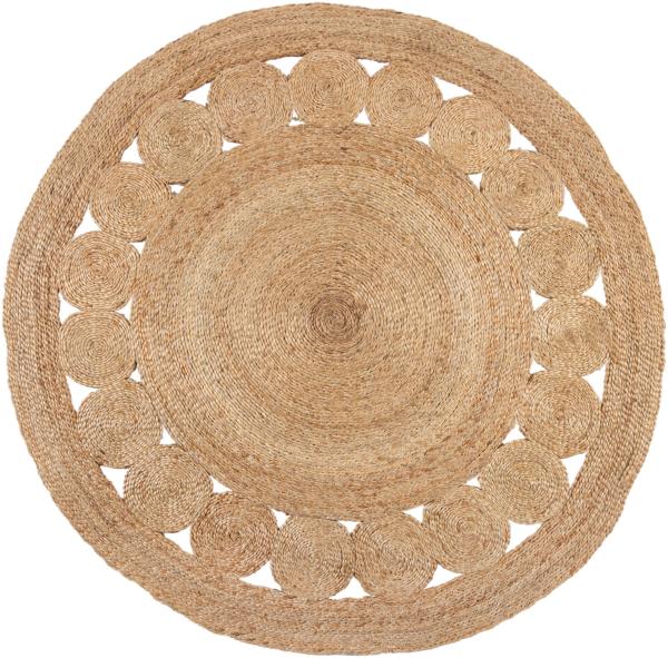 KADIMA DESIGN Teppich Rundteppich "Arya Jute Circle", Braun, Nachhaltig, Rund, Höhe: 7 mm, Poldichte: 3500 g/qm, Kurzflor, Rund