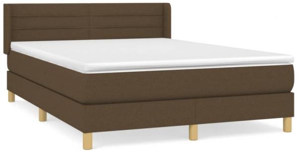 Boxspringbett mit Matratze Stoff Dunkelbraun 140x200 cm