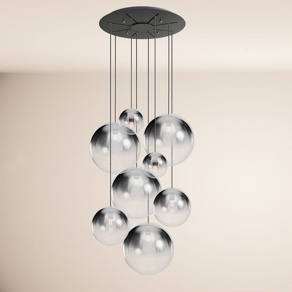 s.luce Orb Galerielampe 8-flammig Modular Rauch Verlauf, Schwarz