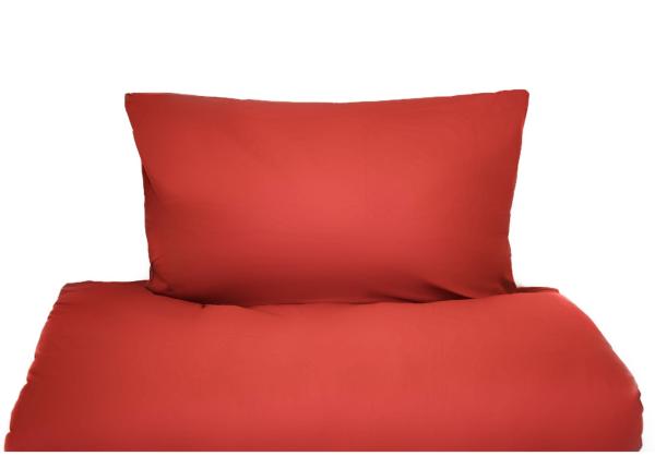 Einfarbige Bettwäschen-Sets für Einzel- und Doppelbetten, 100% Baumwolle Rot 155x220 cm