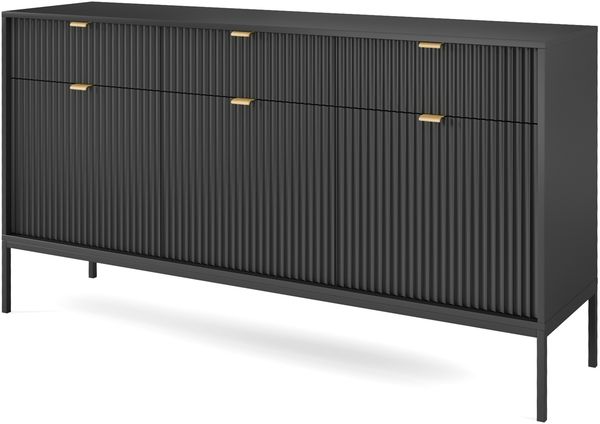 AX LIVING Sideboard mit Schubladen Eternas KSZ154 154 cm Schwarz