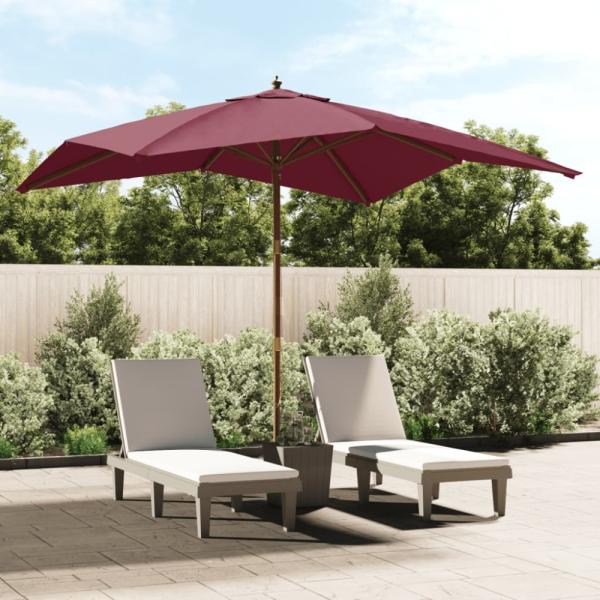 vidaXL Sonnenschirm mit Holzmast Bordeauxrot 300x300x273 cm 363195