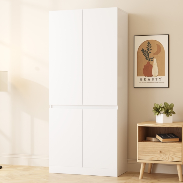 Kleiderschrank mit Doppeltüren 70×40×170 cm, großer Stauraum, Hänge- & Ablagebereich, moderner Schrank fürs Schlafzimmer,Weiß