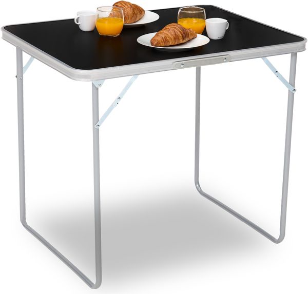 Brixy Campingtisch - klappbar - Gartentisch - 80x60x70 cm - Außen/Innen - Tragegriff - Kompakt - Aluminium - Schwarz