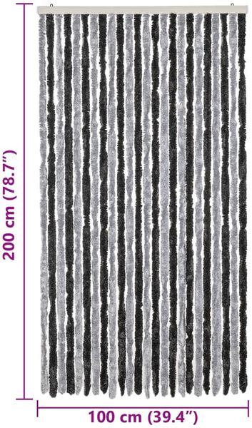 vidaXL Fliegenvorhang Grau und Schwarz 100x200 cm Chenille 377329 Bild 7