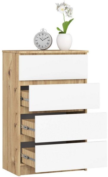 Raumhirsch Furniture Kommode mit 4 Schubladen 60 cm breit Holz Schrank, (viele Farbvarianten - Maße : 99 x 60 x 40 cm) - Hochwertig & stabil