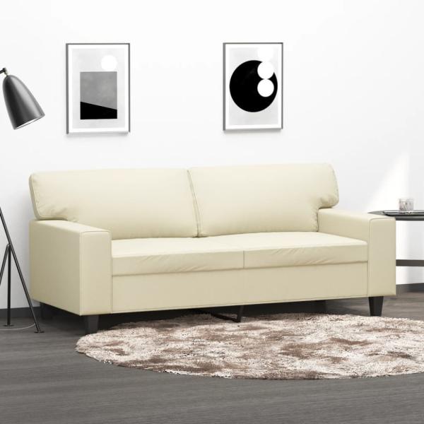 vidaXL Sofa 2-Sitzer, Loungesofa mit Armlehnen Rückenkissen, Creme, 174 cm x 80 cm