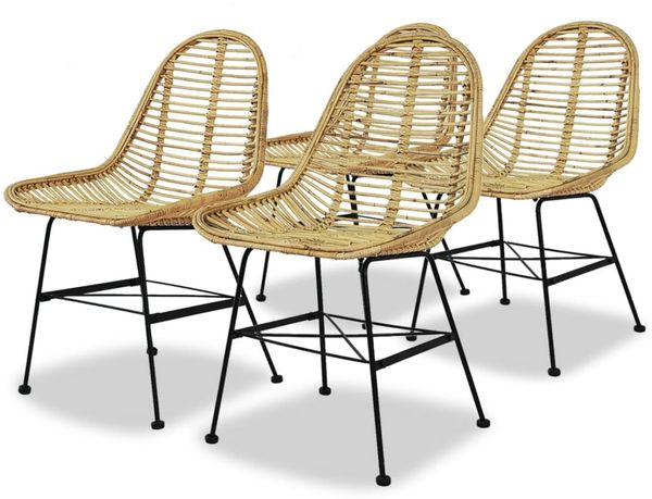 vidaXL Esszimmerstühle 4 Stk. Natur Rattan 244570