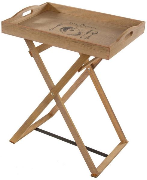 Myflair Möbel & Accessoires Beistelltisch Tabletttisch BON APPETIT braun Holz mit Aufdruck Beistelltisch Esszimm