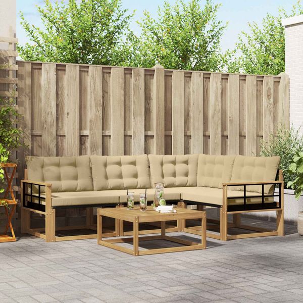 vidaXL Outdoor-Sofagarnitur 5 pcs Weiß und Beige 79 x 79 x 37 cm 3388667