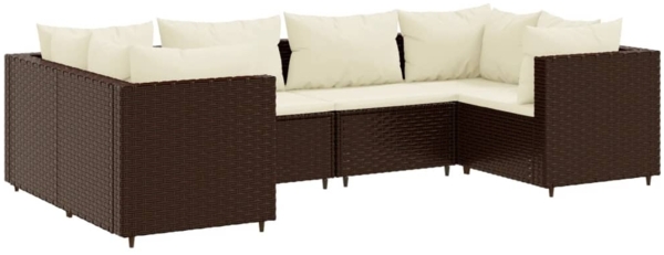 vidaXL 6-tlg. Garten-Lounge-Set mit Kissen Braun Poly Rattan 3308249