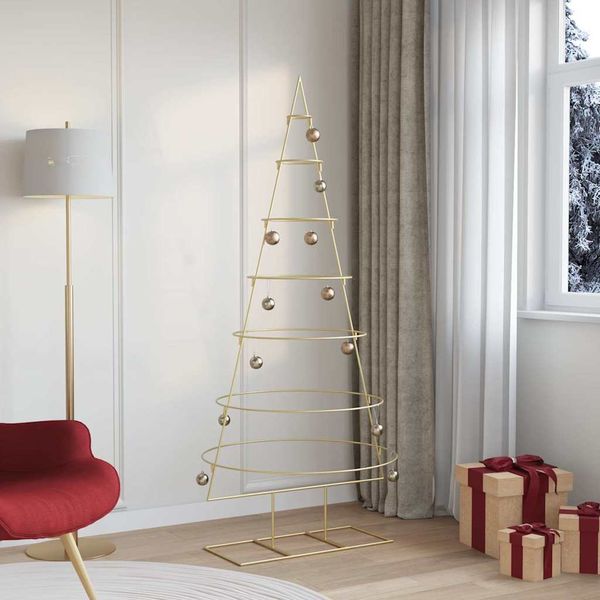 vidaXL Metall Weihnachtsbaum Gold 180 cm Pulverbeschichteter Stahl 42019155