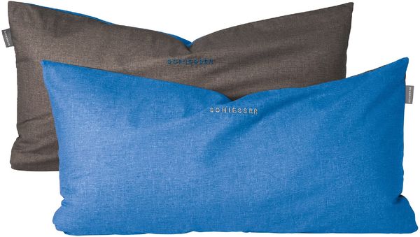 Schiesser Kissenhüllen, 2 Stück, Wendeoptik, Made in Green, Baumwolle in Renforcé-Qualität, 40x80 cm, Royalblau