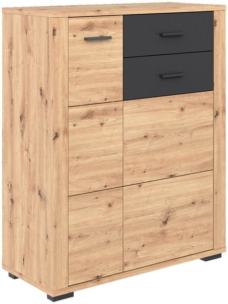 XORA 'MAXIM' Schuhkommode, Holznachbildung Eiche, 85 x 105 x 38 cm, mit Schublade und Drehtüren