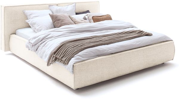 KAWOLA Bett CARLO Polsterbett Stoff cremeweiß 200x200cm Bild 3