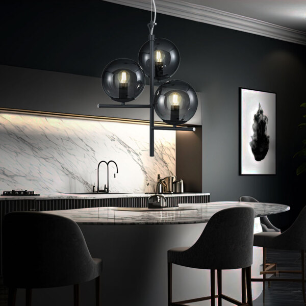 Pendellampe, Metall, Rauchglas, anthrazit, Höhenverstellbar Bild 3