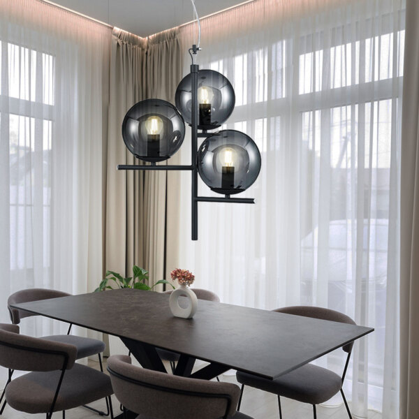 Pendellampe, Metall, Rauchglas, anthrazit, Höhenverstellbar Bild 4