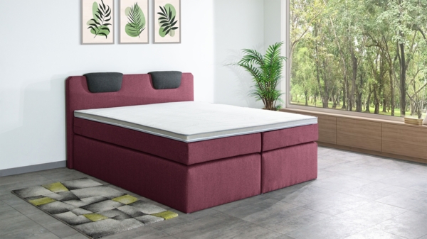 Meisterbetten Boxspringbett Iris 120x220 in WT-Coral in WT-Dunkel Grau, Matratzenbezug Nano, Komfortschaum-Topper Bild 4