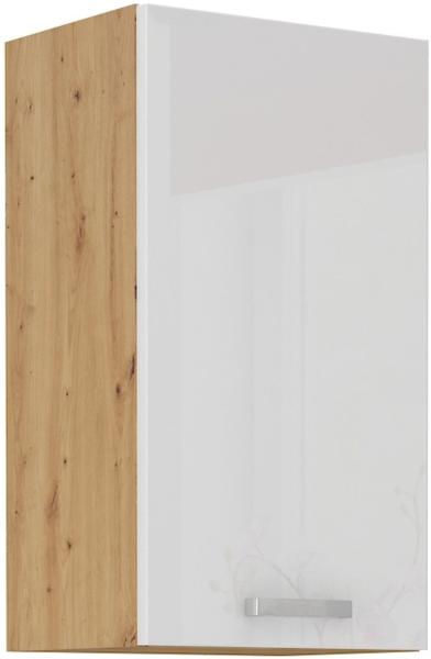 Hängeschrank 40 cm Eiche Artisan + Weiß Hochglanz Küchenzeile Küchenblock Küche