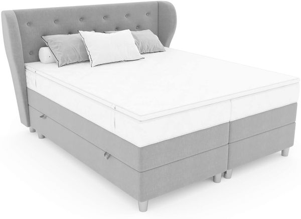 99rooms Hermes Boxspringbett 140x200 cm Strukturstoff INARI Beige Bonell-Federung Bild 3