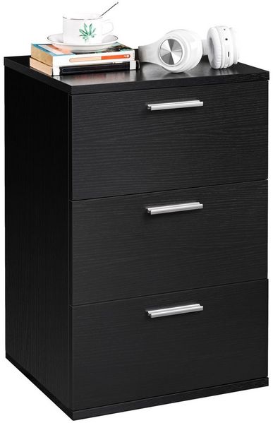 Yaheetech Nachttisch Nachtschrank mit 3 Schubladen Moderne Nachtkommode Beistelltisch Nachtkasten für Boxspringbett, 40 × 35 × 60,5 cm