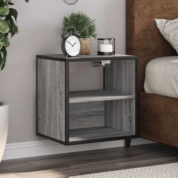 vidaXL Wand-Nachttische 2 Stk. Grau Sonoma 40x31x39,5 cm 848751