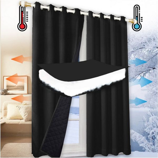 Jibenhome Vorhang Schlafzimmer Vorhänge Blickdicht, Thermogardinen Kälteschutz (1 St), Winter Verdunklungsvorhänge Ösen Thermal Wärmeisolierend